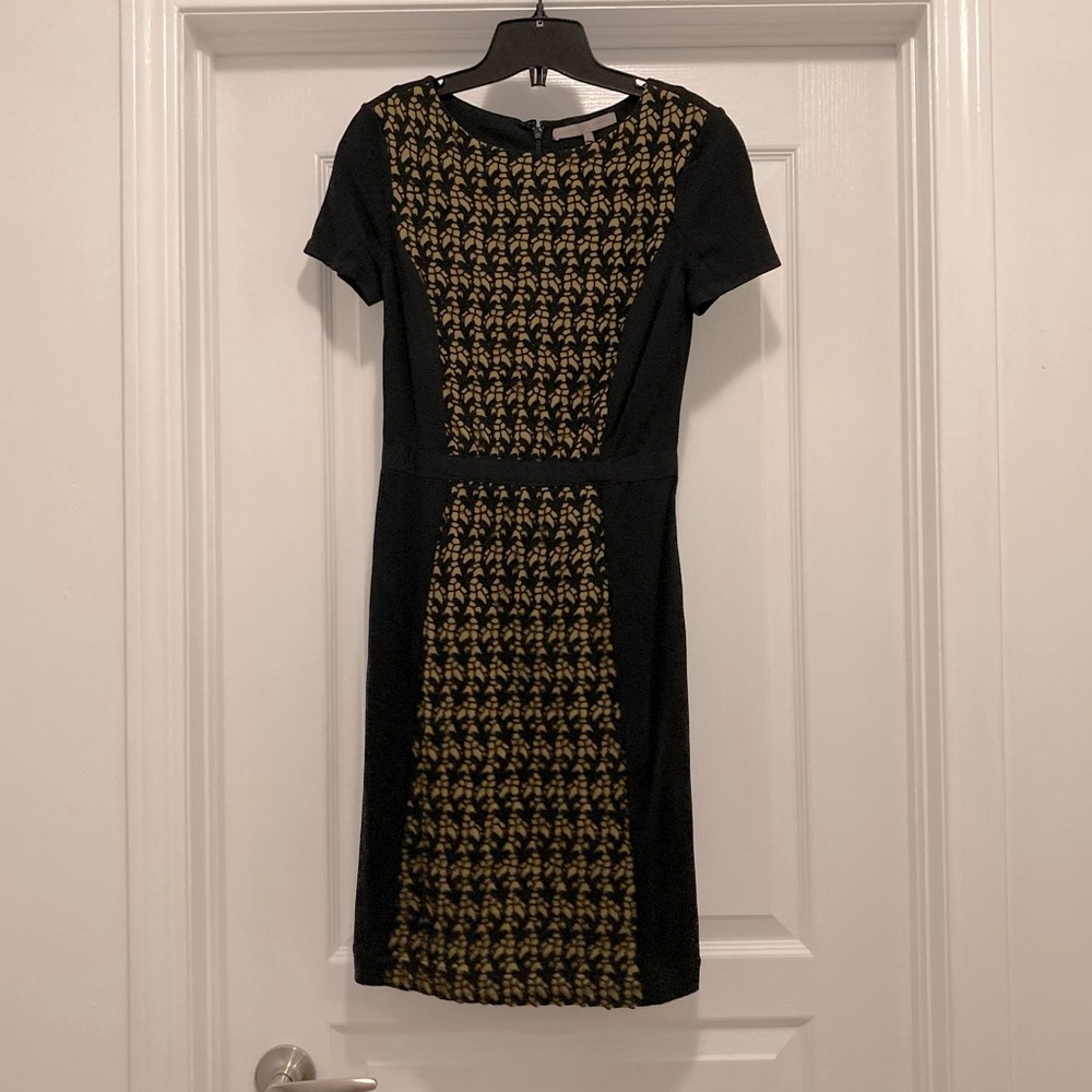 Black and green lace detail dress
